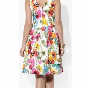 Polo by Ralph Lauren Colorful Floral Midi Dress